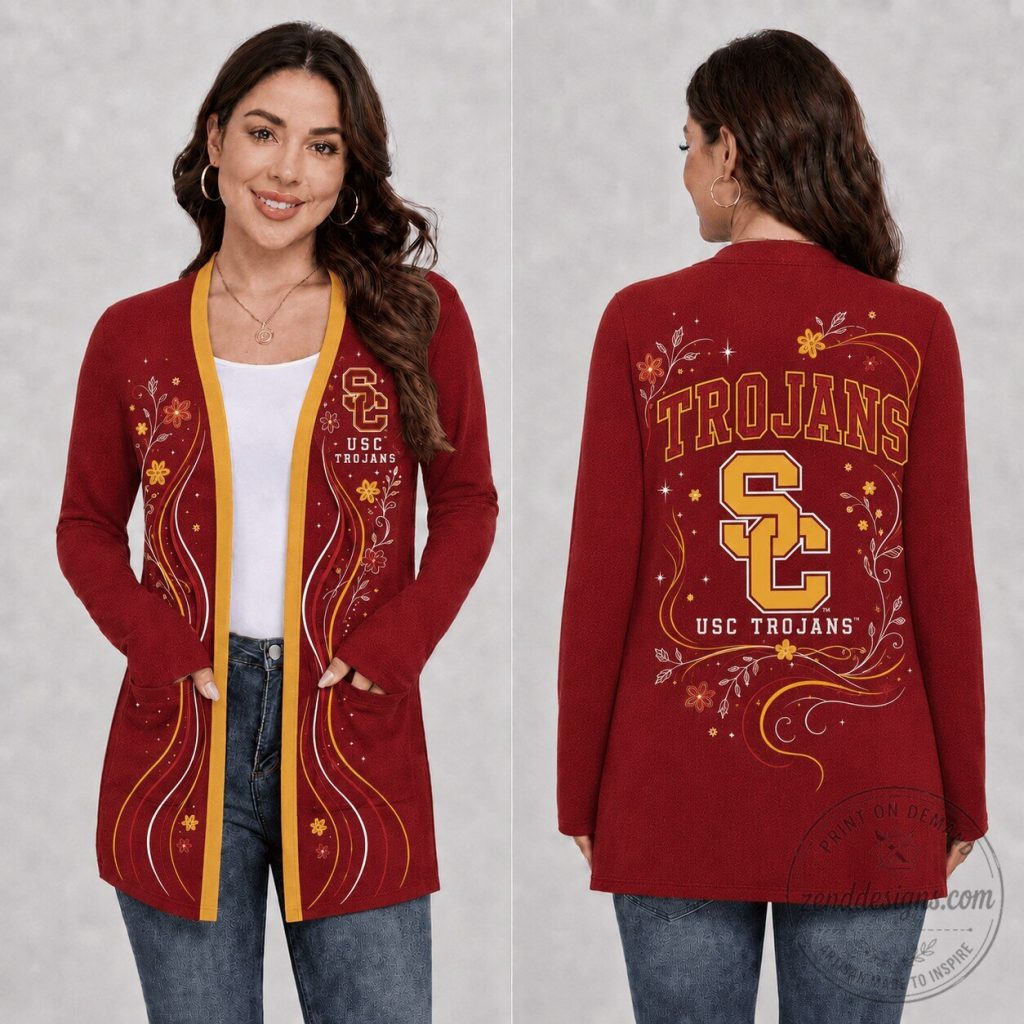University of Southern California Trojans Floral Pattern Long Sleeve Cardigan University of Southern California Trojans Floral Pattern Long Sleeve Cardigan