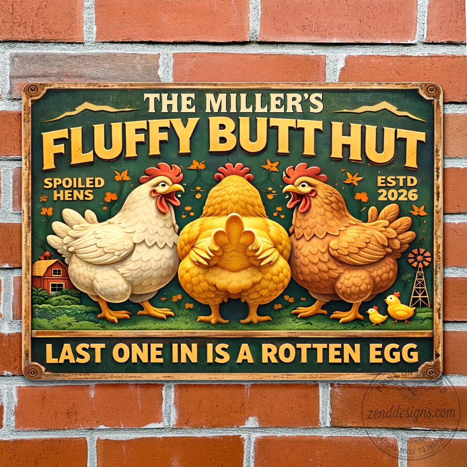 Farmers Fluffy Butt Hut Spoiled Hens Last One In Is A Rotten Egg Metal Plaque 11 Farmers Fluffy Butt Hut Spoiled Hens Last One In Is A Rotten Egg Metal Plaque