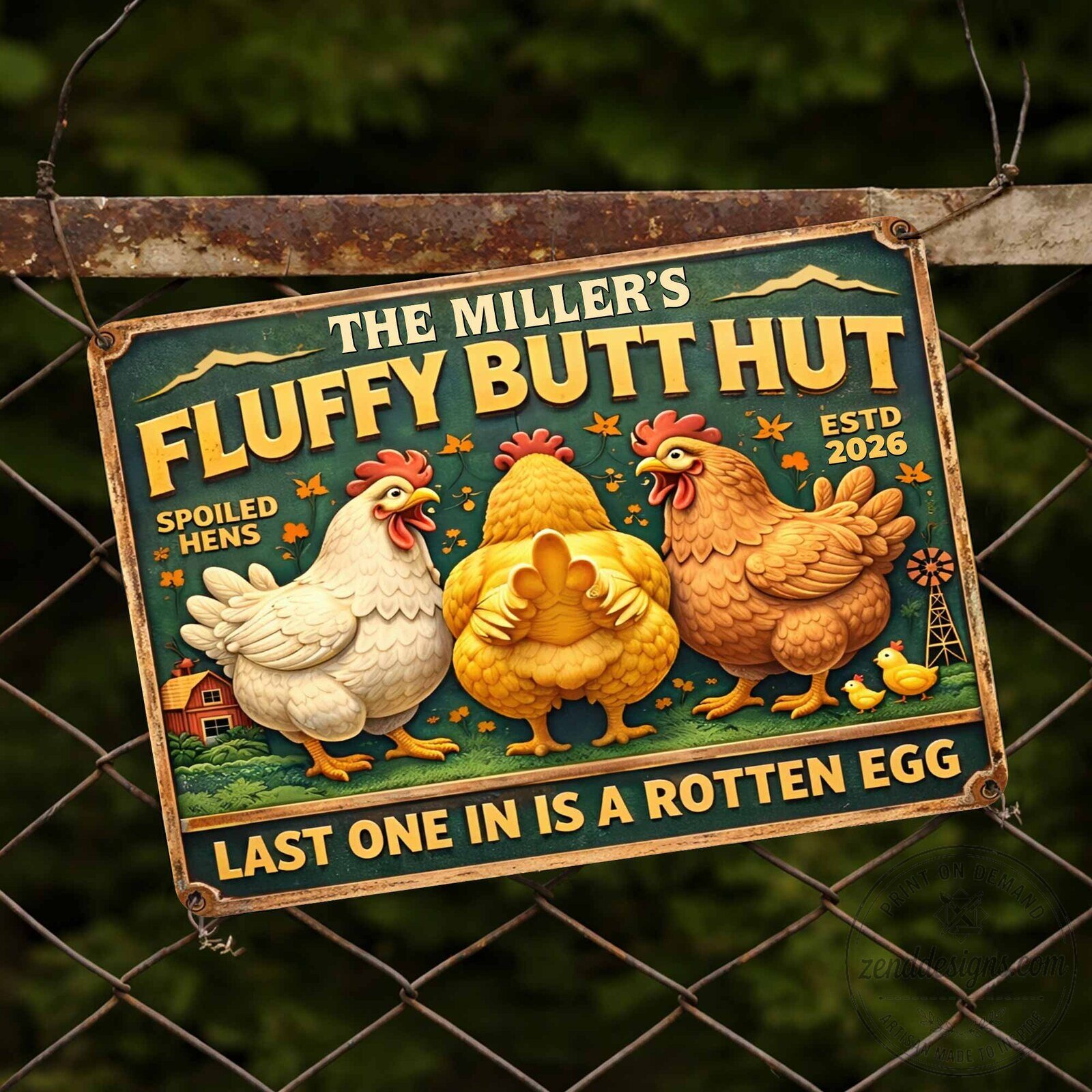 Farmers Fluffy Butt Hut Spoiled Hens Last One In Is A Rotten Egg Metal Plaque 14 Farmers Fluffy Butt Hut Spoiled Hens Last One In Is A Rotten Egg Metal Plaque