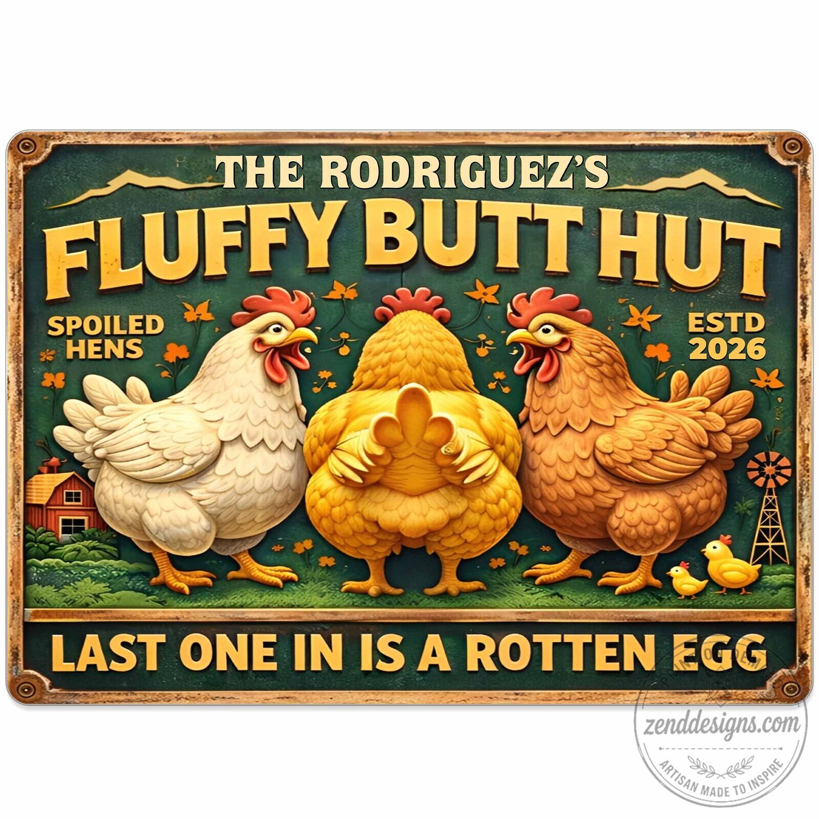 Farmers Fluffy Butt Hut Spoiled Hens Last One In Is A Rotten Egg Metal Plaque 18 Farmers Fluffy Butt Hut Spoiled Hens Last One In Is A Rotten Egg Metal Plaque