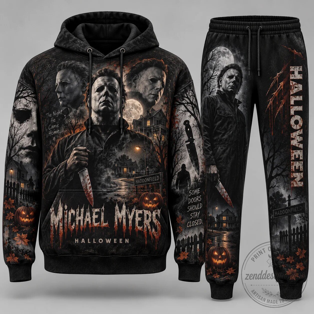 Pennywise You'll Float Too Horror Movie Halloween Costume Hoodie and Pants Set 8 Pennywise You