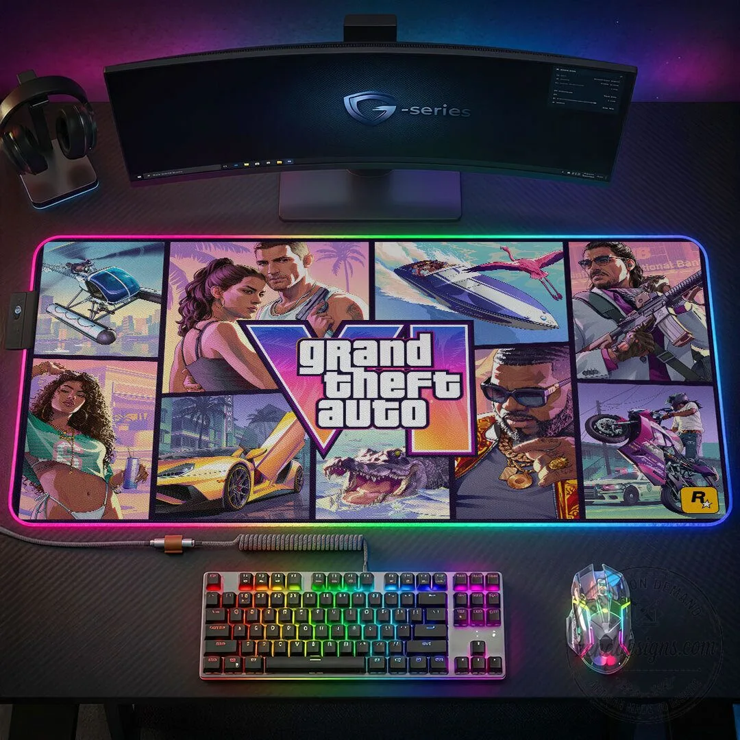 Grand Theft Auto VI Custom Gaming Desk Mat for Computer Setup
