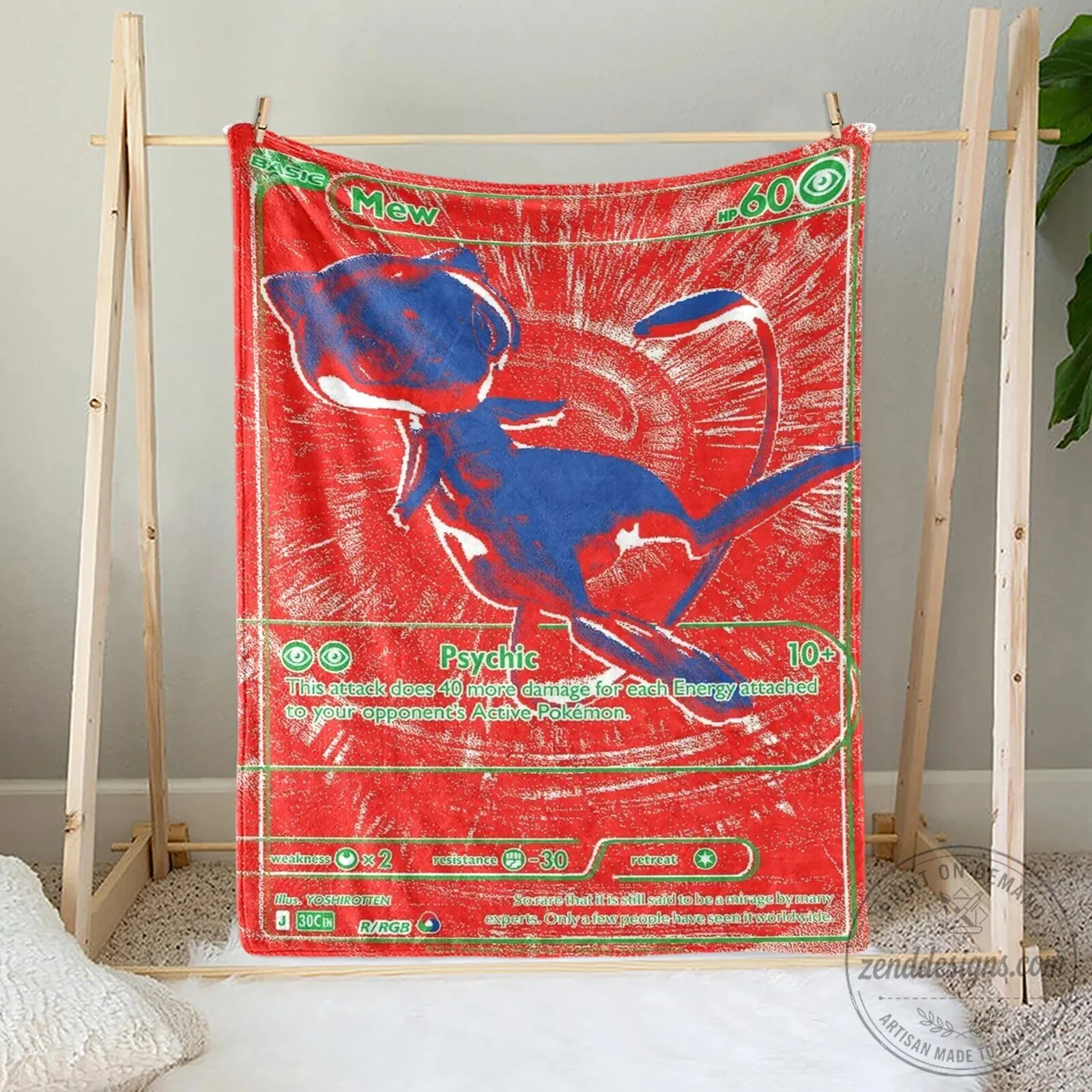 Pokemon Mew Psychic Trading Card Game Design Fleece Blanket 4 Pokemon Mew Psychic Trading Card Game Design Fleece Blanket