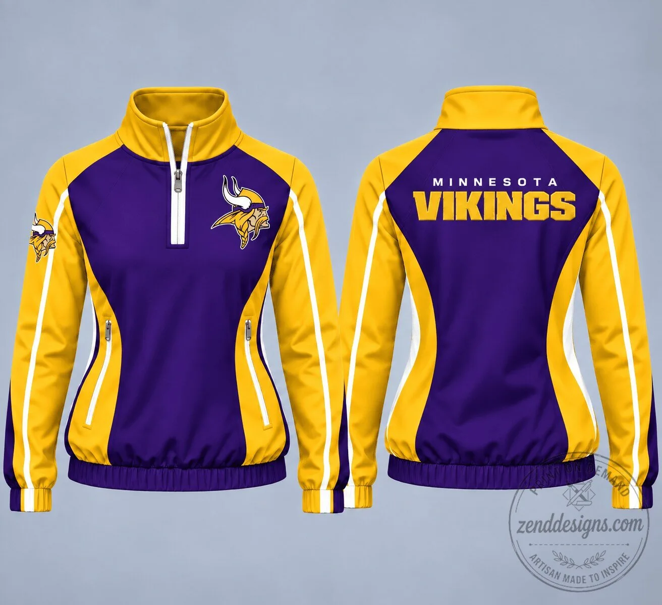 Minnesota Vikings NFL Football Team Quarter-Zip Pullover Jacket 1 Minnesota Vikings NFL Football Team Quarter-Zip Pullover Jacket