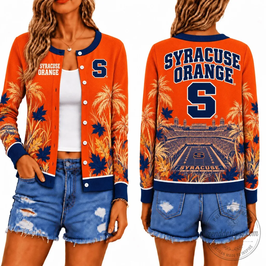 Syracuse Orange Football Stadium Tropical Fall Season Cardigan Jacket Syracuse Orange Football Stadium Tropical Fall Season Cardigan Jacket