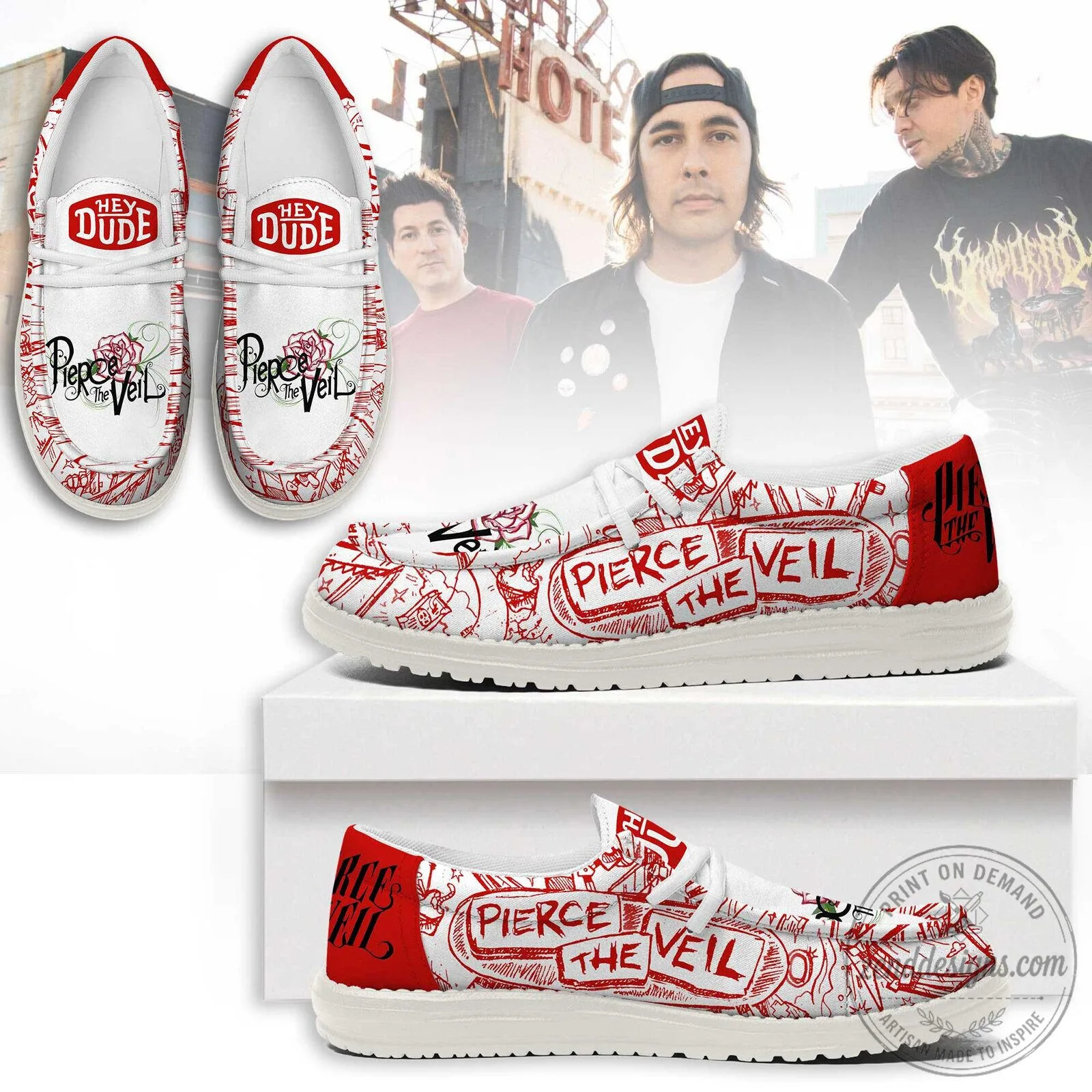 Pierce The Veil Band Logo Hey Dude Style Loafer Shoes 1 Pierce The Veil Band Logo Hey Dude Style Loafer Shoes