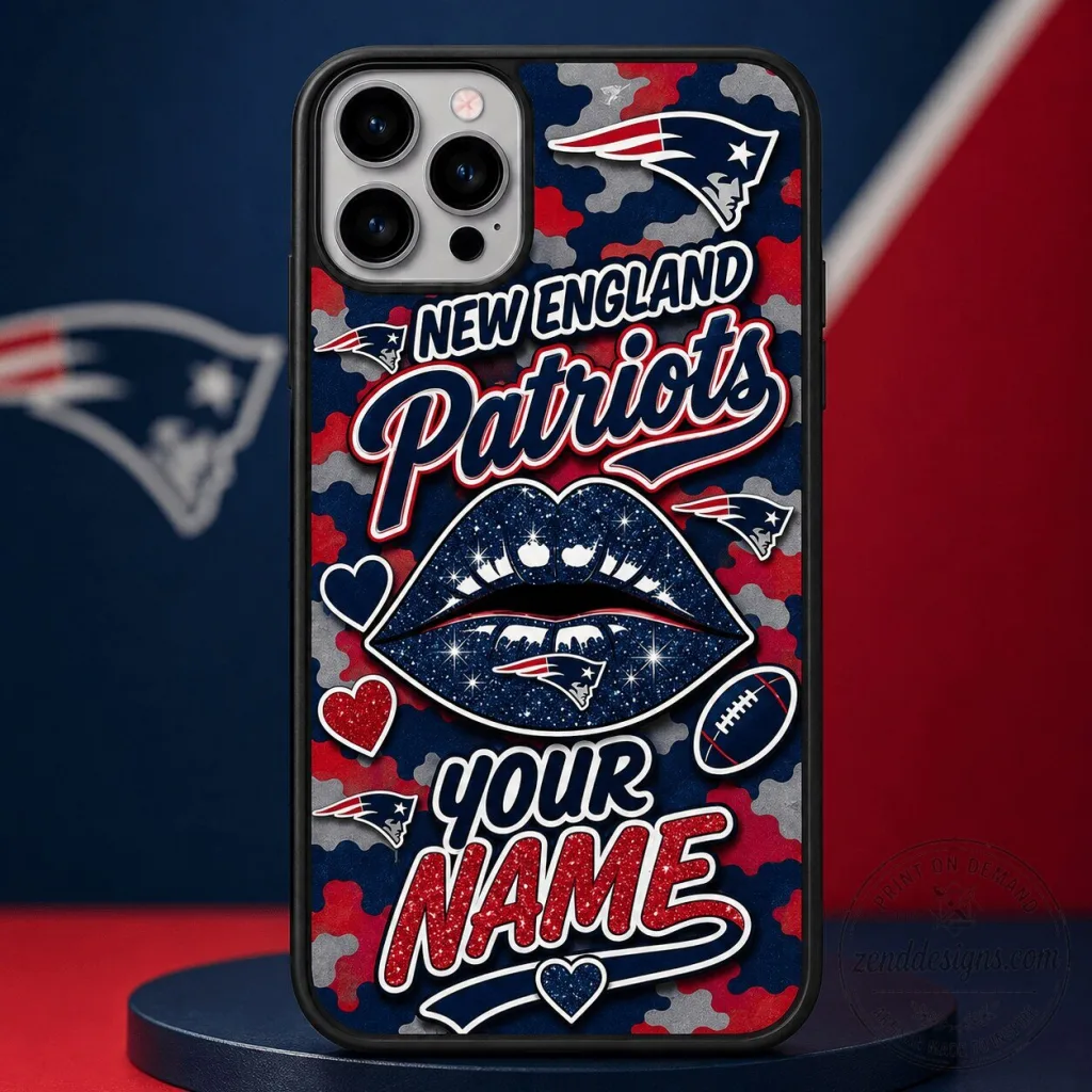 New England Patriots Personalized Glitter Lips Camouflage Phone Case New England Patriots Personalized Glitter Lips Camouflage Phone Case