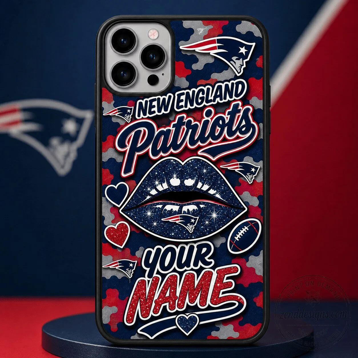 New England Patriots Personalized Glitter Lips Camouflage Phone Case 1 New England Patriots Personalized Glitter Lips Camouflage Phone Case