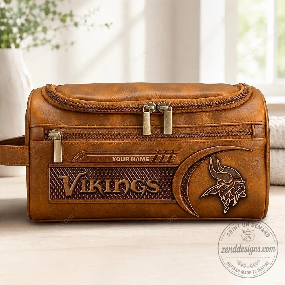 Minnesota Vikings Personalized Leather Travel Bag 1 Minnesota Vikings Personalized Leather Travel Bag