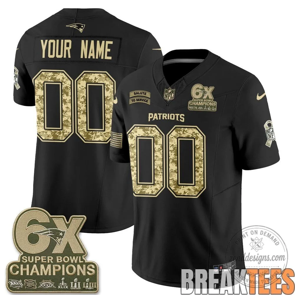 New England Patriots 6X Super Bowl Champions Salute To Service Football Jersey 5 New England Patriots 6X Super Bowl Champions Salute To Service Football Jersey