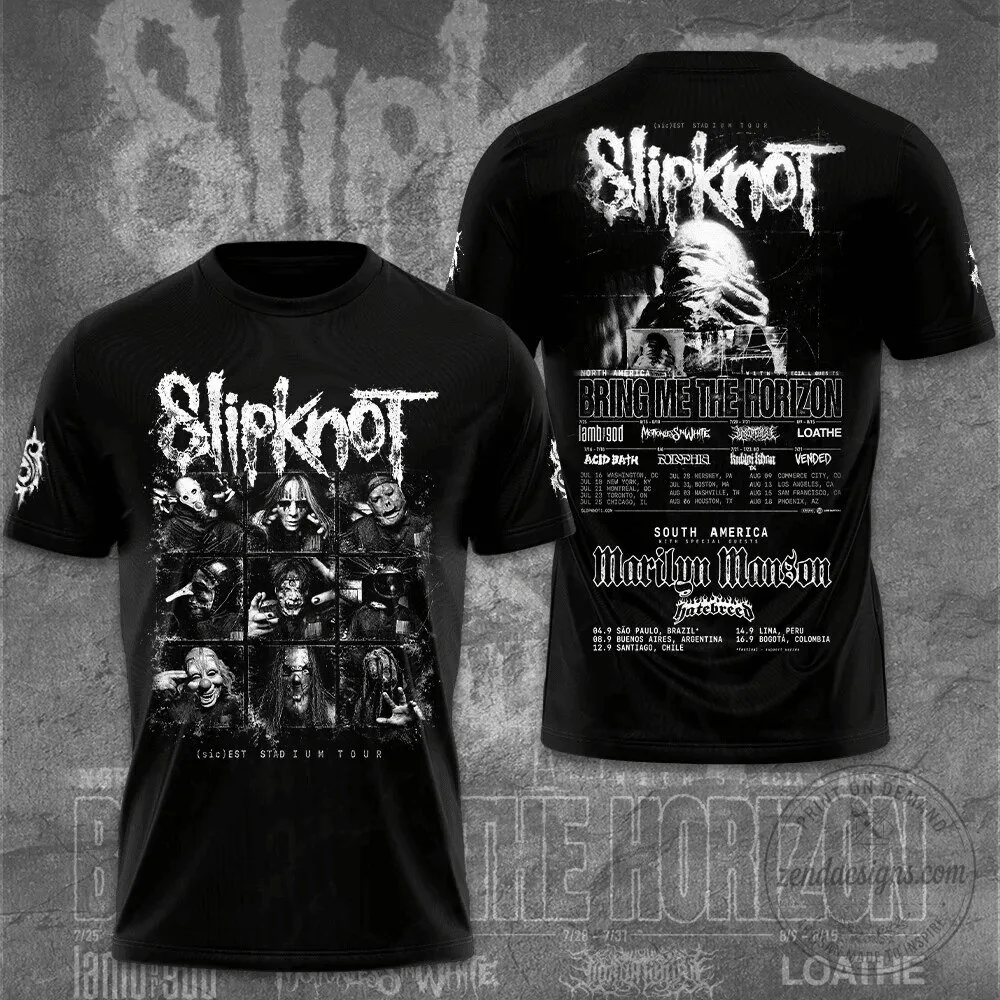 Slipknot Band Members Stadium Tour Black Graphic T-Shirt