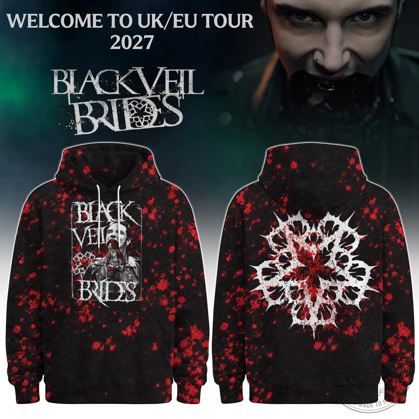 Black Veil Brides Welcome To UK EU Tour 2027 All Over Print Hoodie 1 Black Veil Brides Welcome To UK EU Tour 2027 All Over Print Hoodie