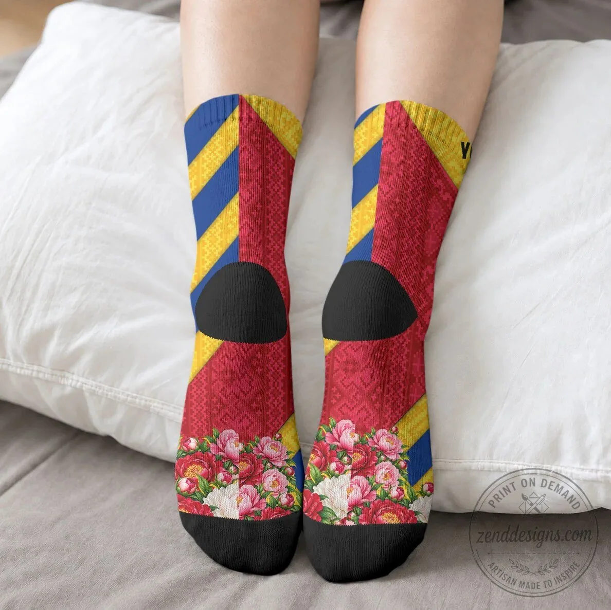 Personalized Romania Lynx And Decebalus Rex Crew Socks Traditional Folk Pattern With Peony Floral Motifs 8 Personalized Romania Lynx And Decebalus Rex Crew Socks Traditional Folk Pattern With Peony Floral Motifs