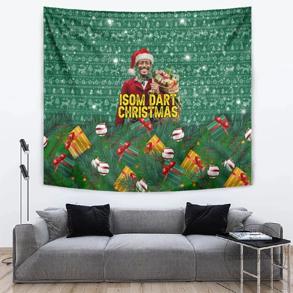 Isom Dart Christmas Holiday Black Cowboy Western Reindeer Tapestry Wall Hanging