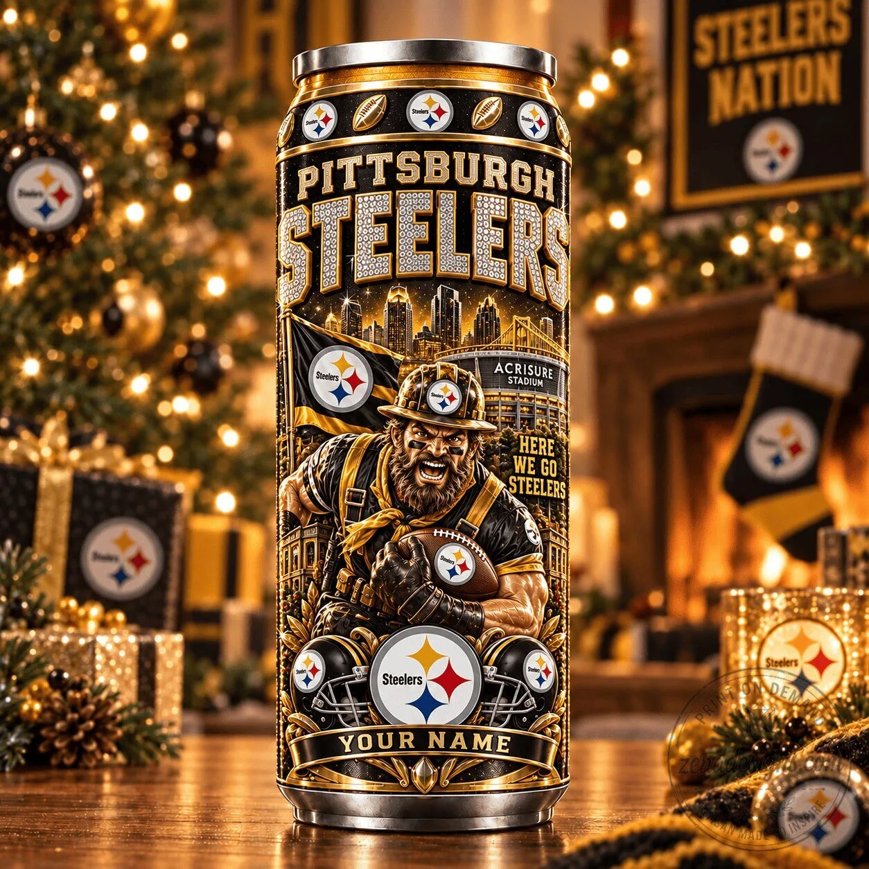 Custom Stainless Steel Tumbler for Pittsburgh Steelers Football Fans
