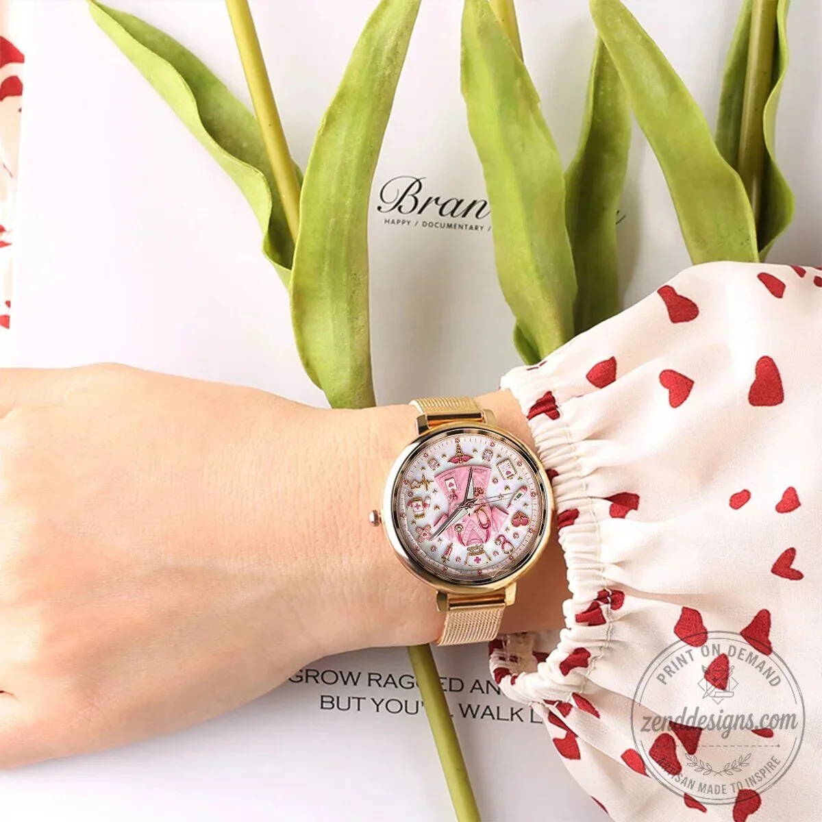 Personalized Nurse Life Custom Name Pink Medical Theme Women's Wrist Watch 14 Personalized Nurse Life Custom Name Pink Medical Theme Women