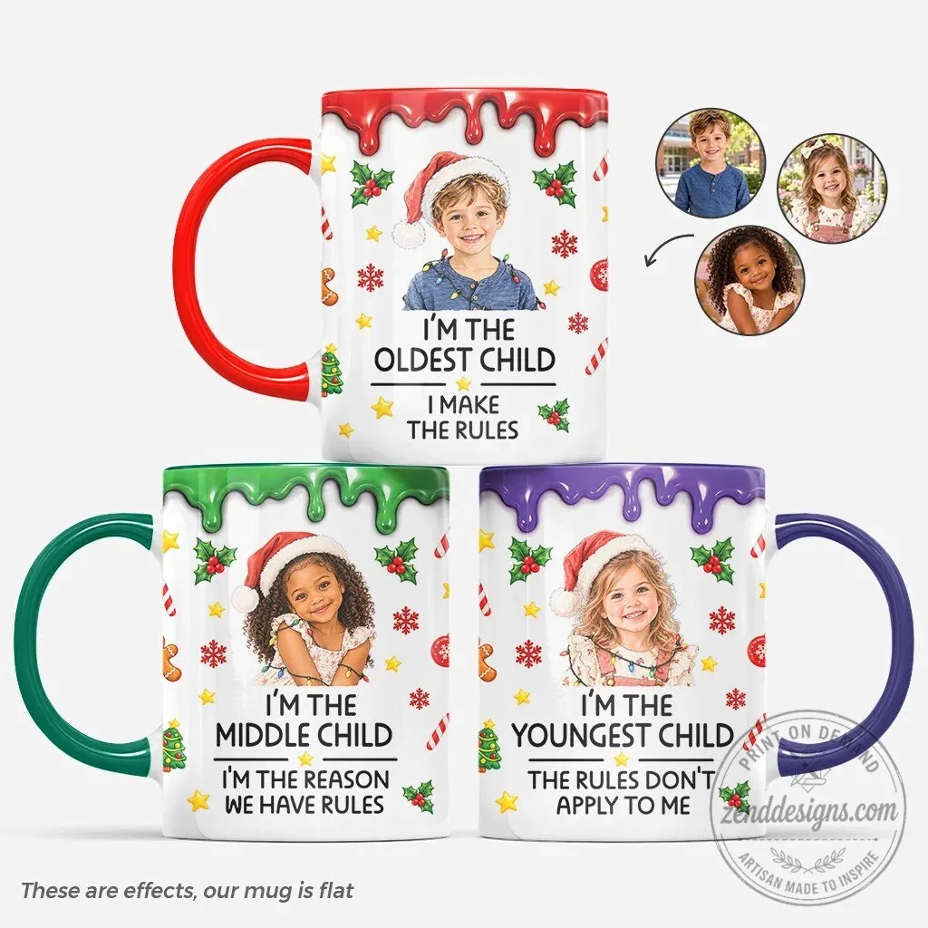 Personalized Christmas Sibling Mug for Oldest Middle Youngest Child