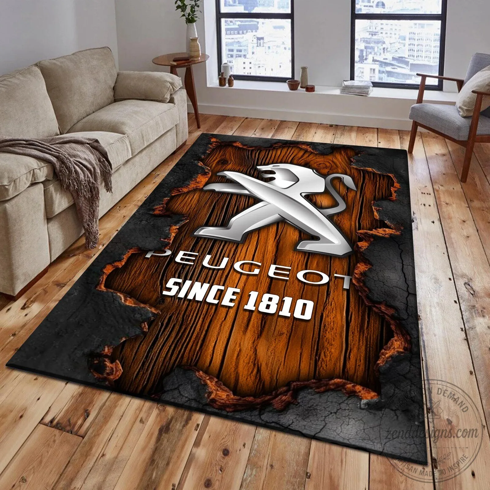 Peugeot Since 1810 Car Logo Blue Wood Cracked Style Area Rug 11 Peugeot Since 1810 Car Logo Blue Wood Cracked Style Area Rug