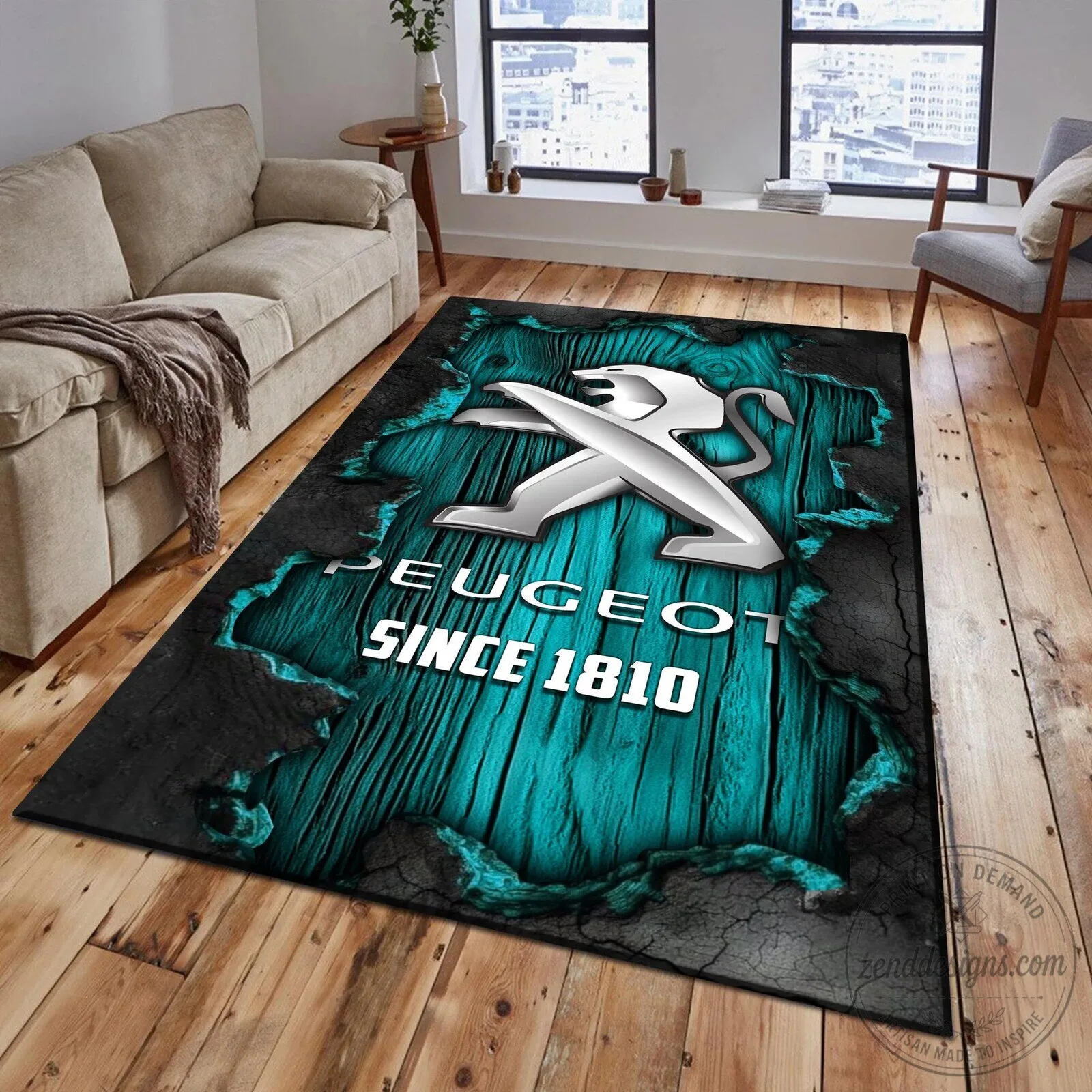 Peugeot Since 1810 Car Logo Blue Wood Cracked Style Area Rug 14 Peugeot Since 1810 Car Logo Blue Wood Cracked Style Area Rug