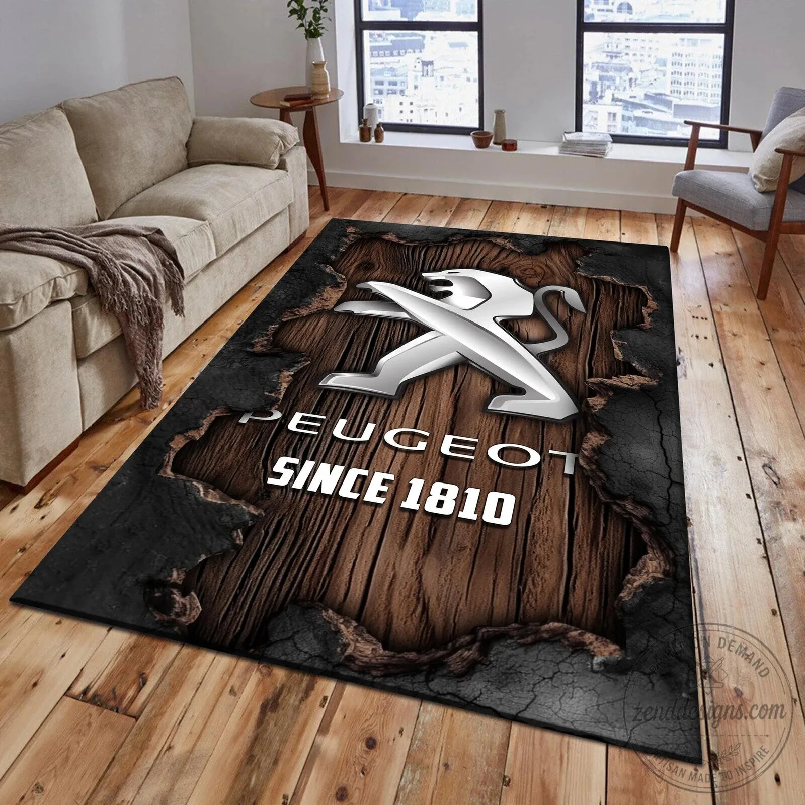 Peugeot Since 1810 Car Logo Blue Wood Cracked Style Area Rug 15 Peugeot Since 1810 Car Logo Blue Wood Cracked Style Area Rug