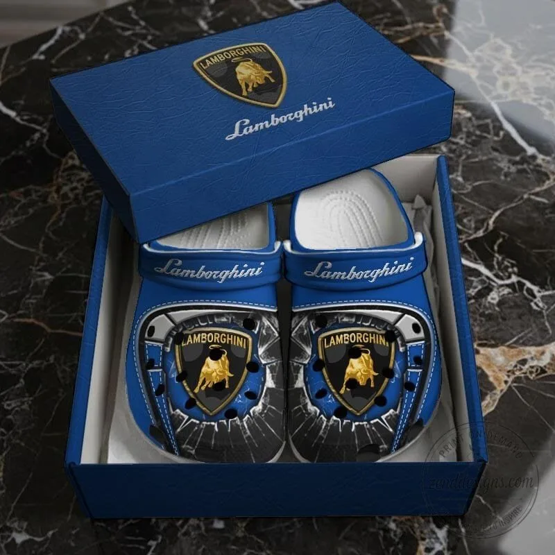 Lamborghini Classic Blue Car Logo Casual Comfortable Slip-On Shoes