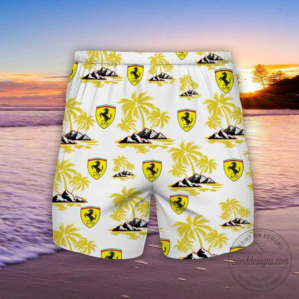Ferrari Formula 1 Racing Team Logo White Tropical Hawaiian Shirt 5 Ferrari Formula 1 Racing Team Logo White Tropical Hawaiian Shirt