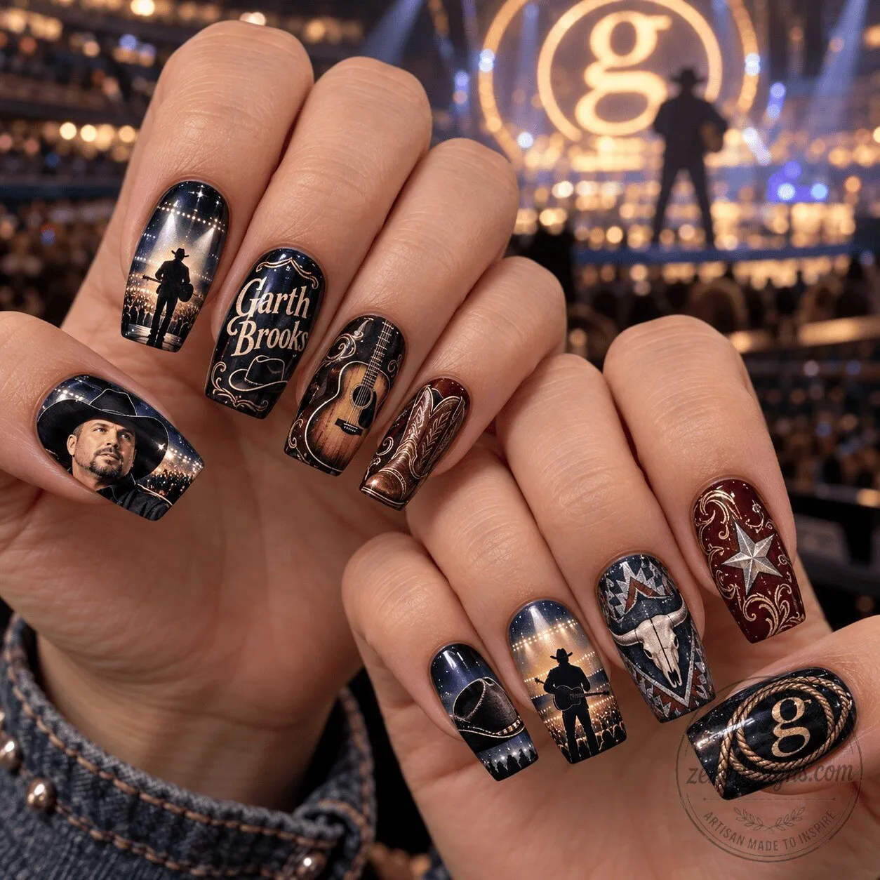 Garth Brooks Country Music Cowboy Style Press-On Nails Set