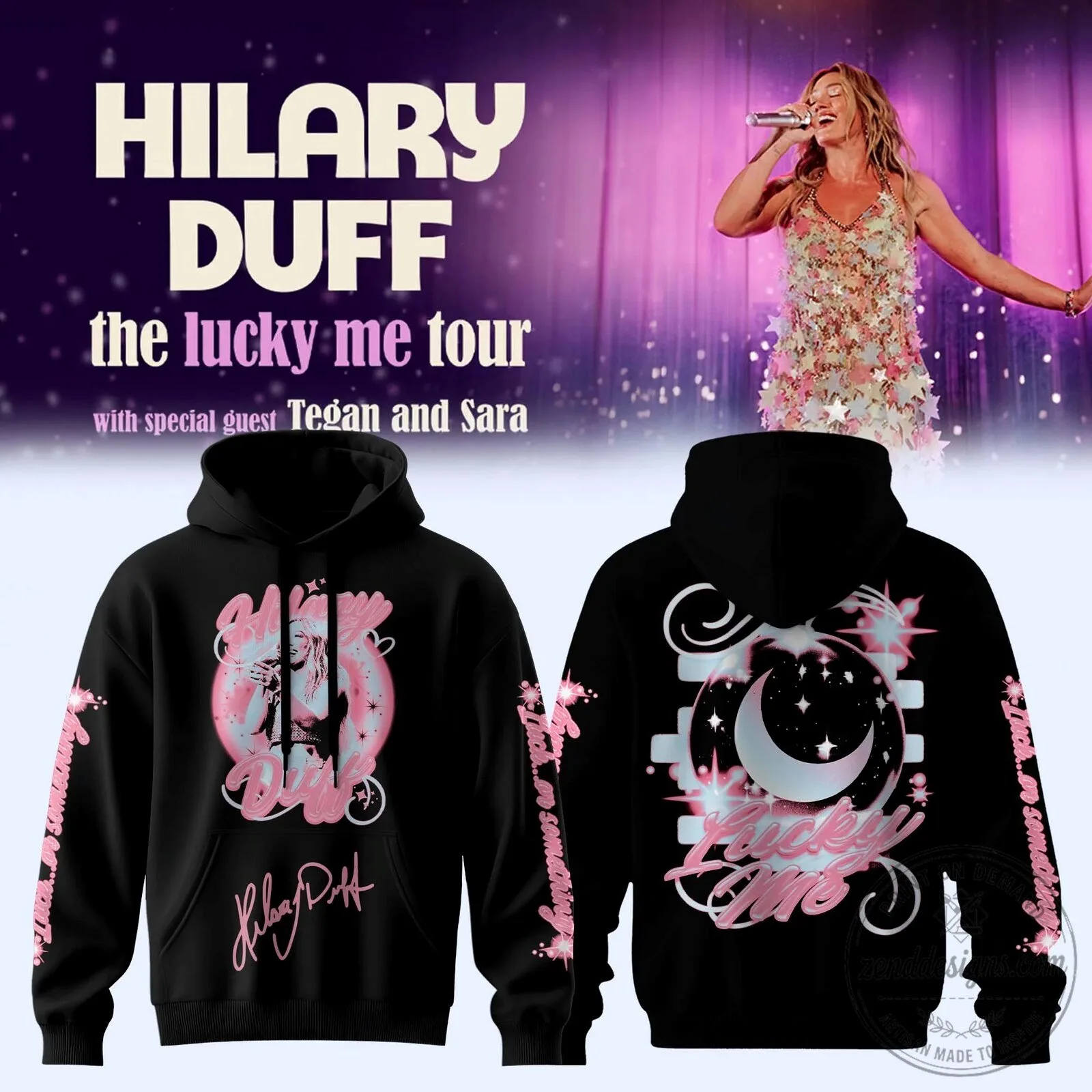 Hilary Duff The Lucky Me Tour 2027 Concert Black Pullover Hoodie
