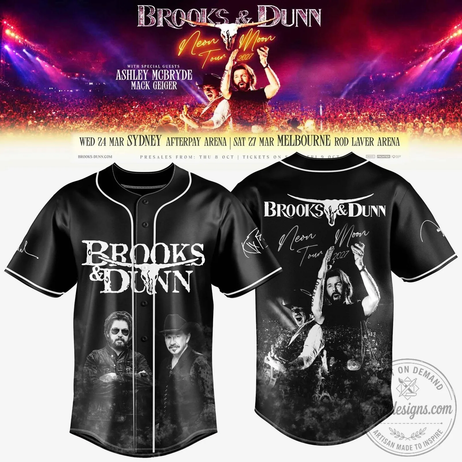 2027 Baseball Jersey for the Brooks and Dunn Neon Moon Tour
