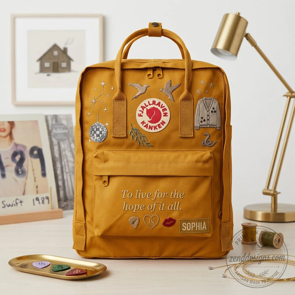 Fjallraven Kanken Lavender Backpack with Embroidered Patches and Name Tag 7 Fjallraven Kanken Lavender Backpack with Embroidered Patches and Name Tag