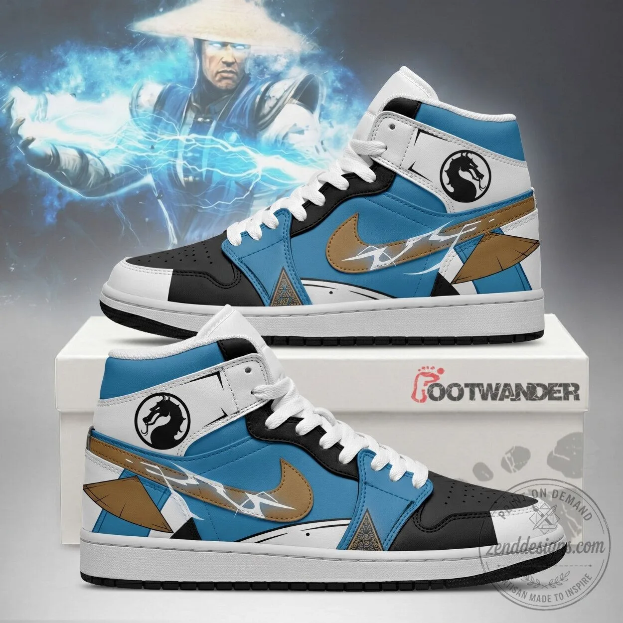 Mortal Kombat Raiden Character Design High Top Sneakers
