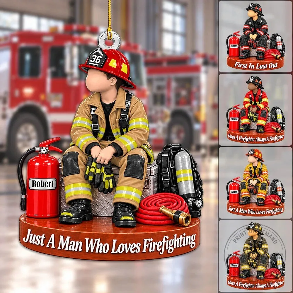 Personalized Firefighter Name and Number Christmas Tree Ornament