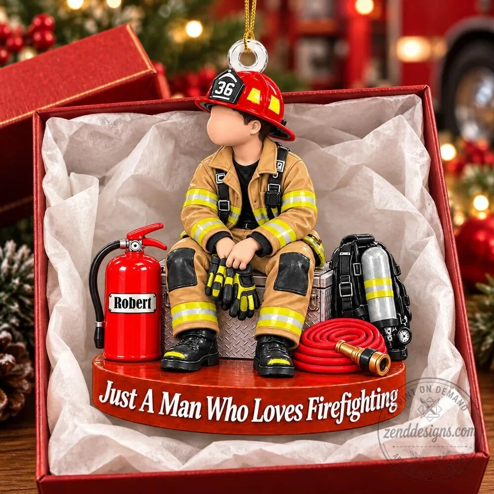 Personalized Firefighter Name and Number Christmas Tree Ornament 3 Personalized Firefighter Name and Number Christmas Tree Ornament
