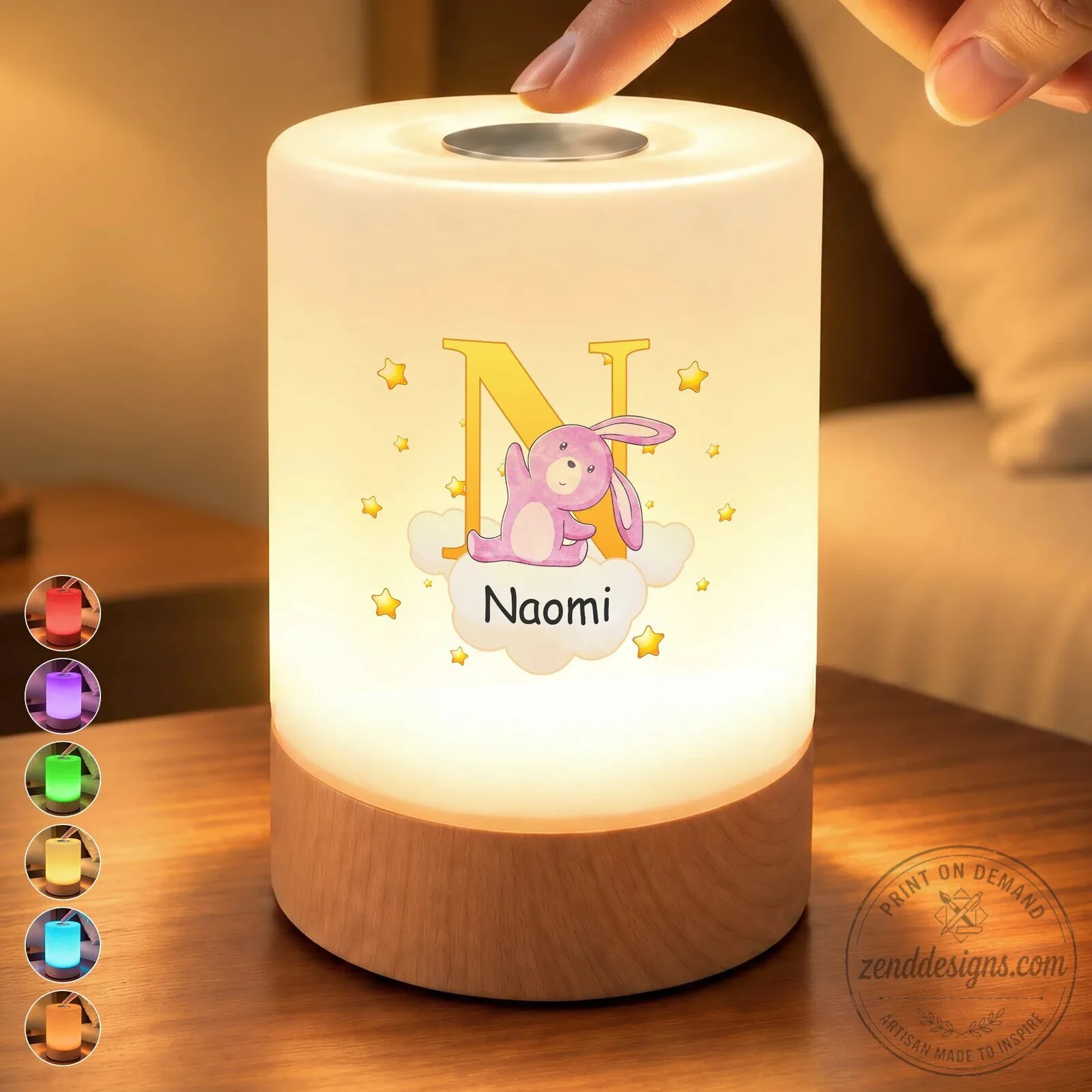 Personalized Bunny Rabbit Night Light for Kids Bedroom Decor