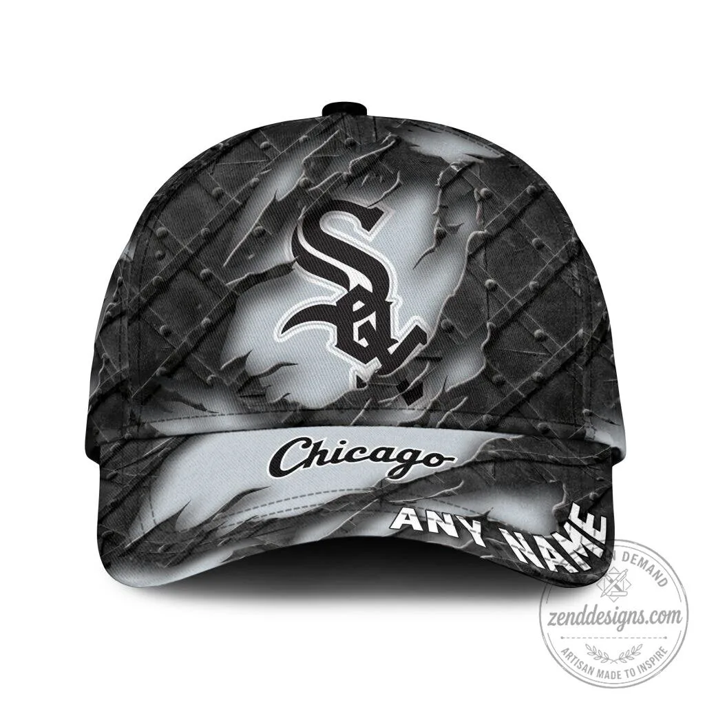 Chicago White Sox Personalized Black Metal Design Classic Baseball Cap