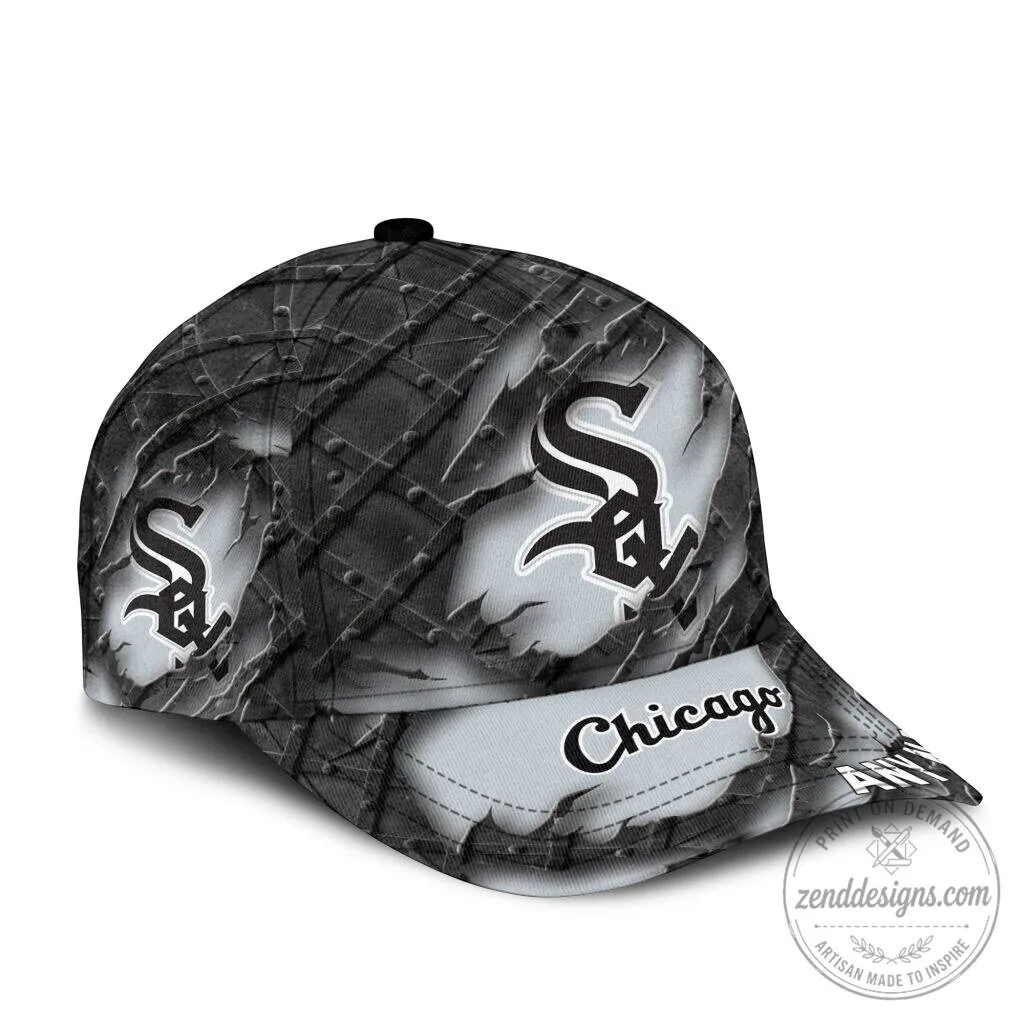 Chicago White Sox Personalized Black Metal Design Classic Baseball Cap 6 Chicago White Sox Personalized Black Metal Design Classic Baseball Cap