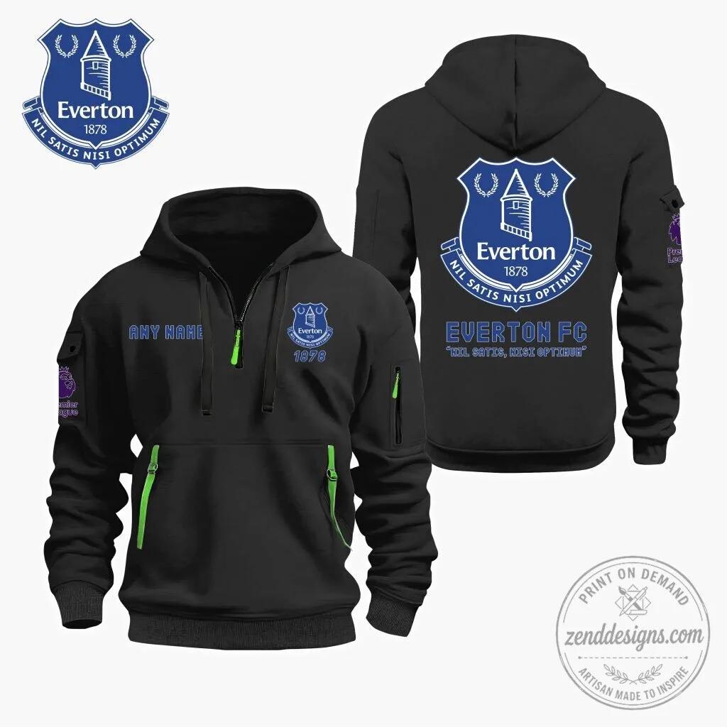 Everton Football Club Personalized Name Quarter Zip Hoodie