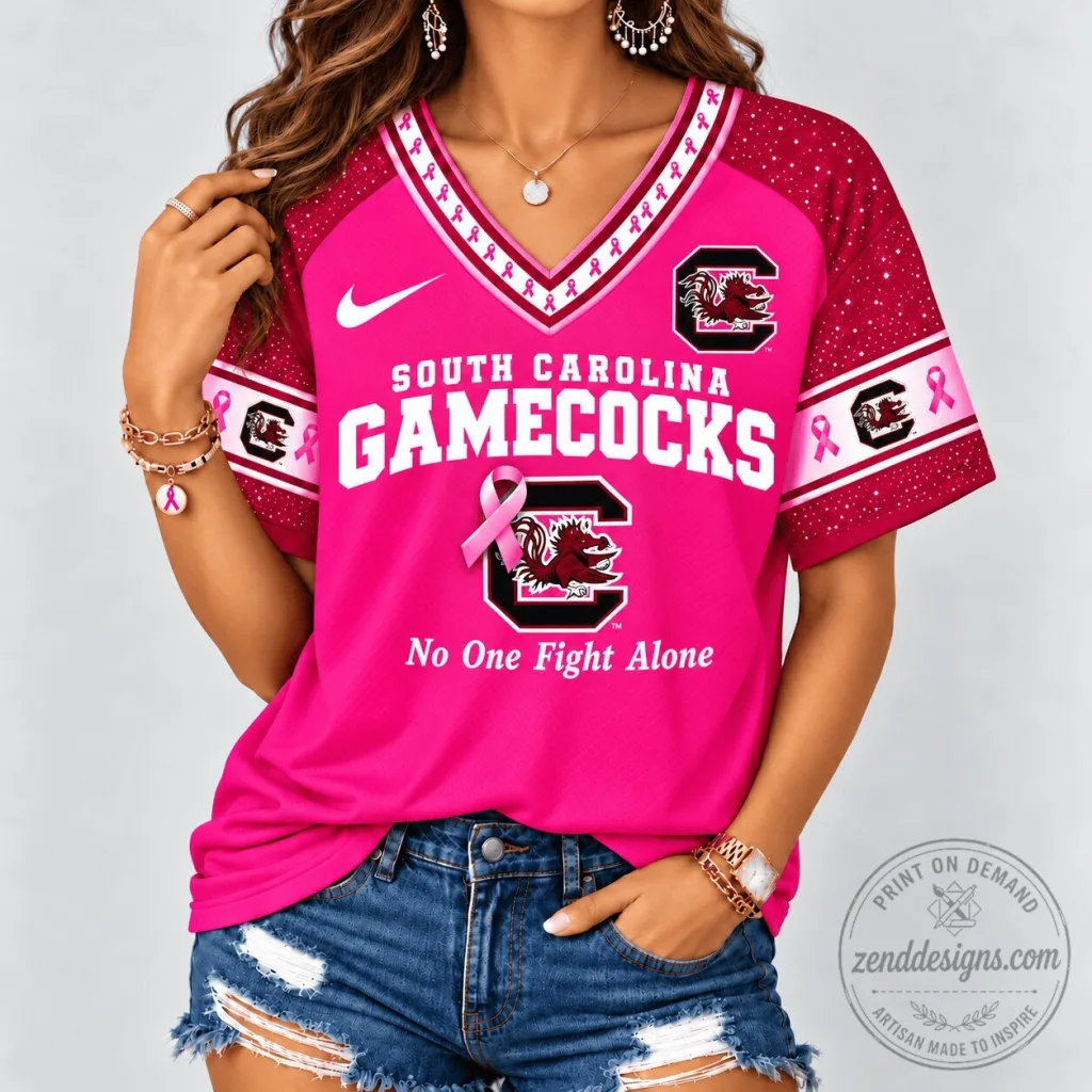 South Carolina Gamecocks No One Fights Alone Breast Cancer Awareness T-Shirt South Carolina Gamecocks No One Fights Alone Breast Cancer Awareness T-Shirt