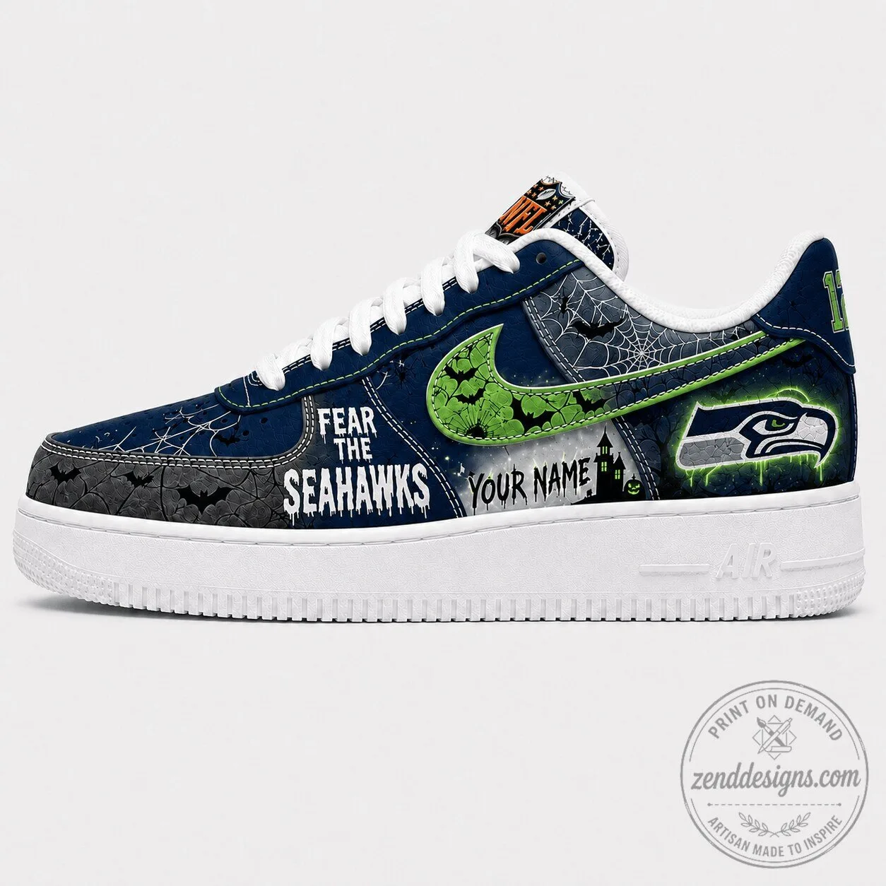 Seattle Seahawks Fear The Team Halloween Custom Name Sneakers Shoes
