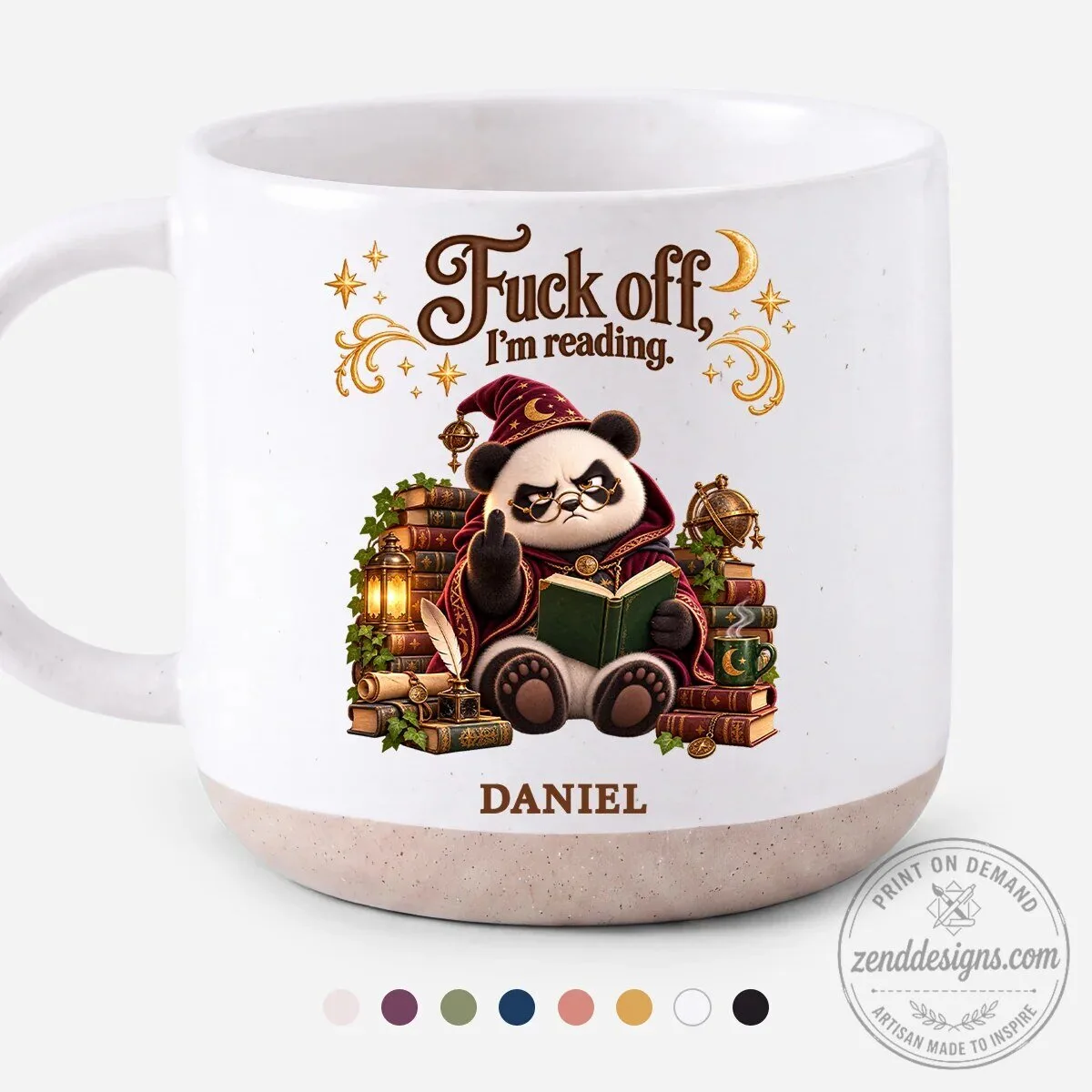 Funny Panda Wizard Reading Fuck Off I'm Reading Personalized Coffee Mug