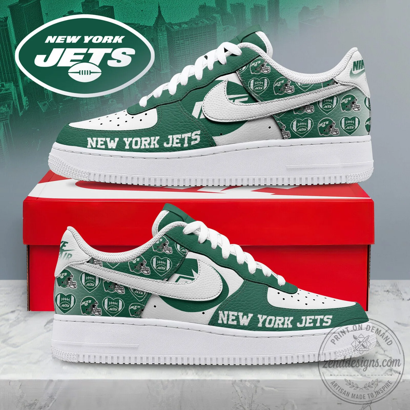 New York Jets NFL Gridiron Classic Air Force 1 Style Custom Shoes