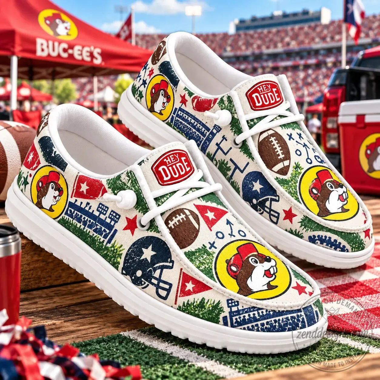 Buc-ee's Patriotic Football American Flag Loafer Shoes for Men and Women