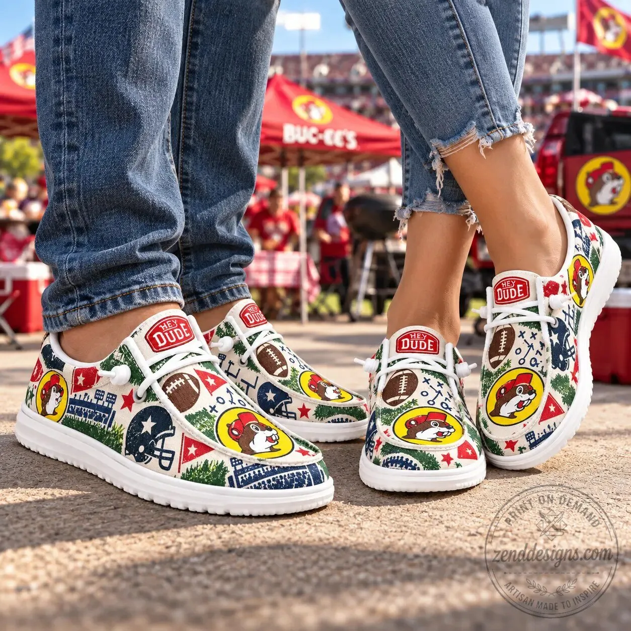 Buc-ee's Patriotic Football American Flag Loafer Shoes for Men and Women 3 Buc-ee