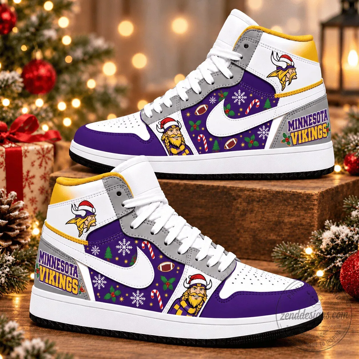 Minnesota Vikings Christmas Holiday Custom Air Jordan 1 High Top Shoes
