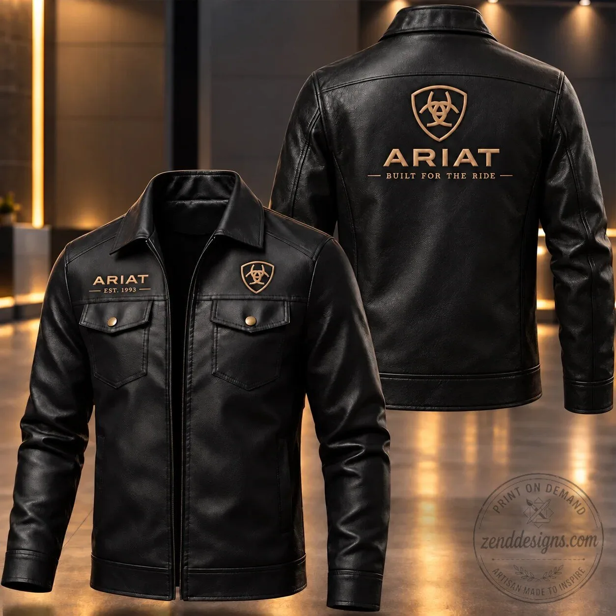 Ariat Est 1993 Built For The Ride Black Leather Jacket For Men