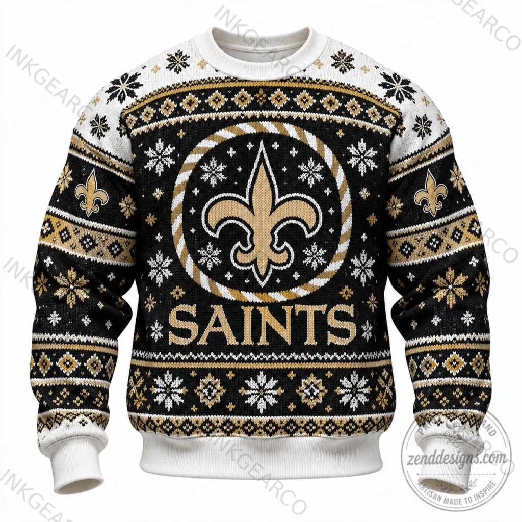 New Orleans Saints Christmas Ugly Sweater Crewneck Sweatshirt New Orleans Saints Christmas Ugly Sweater Crewneck Sweatshirt