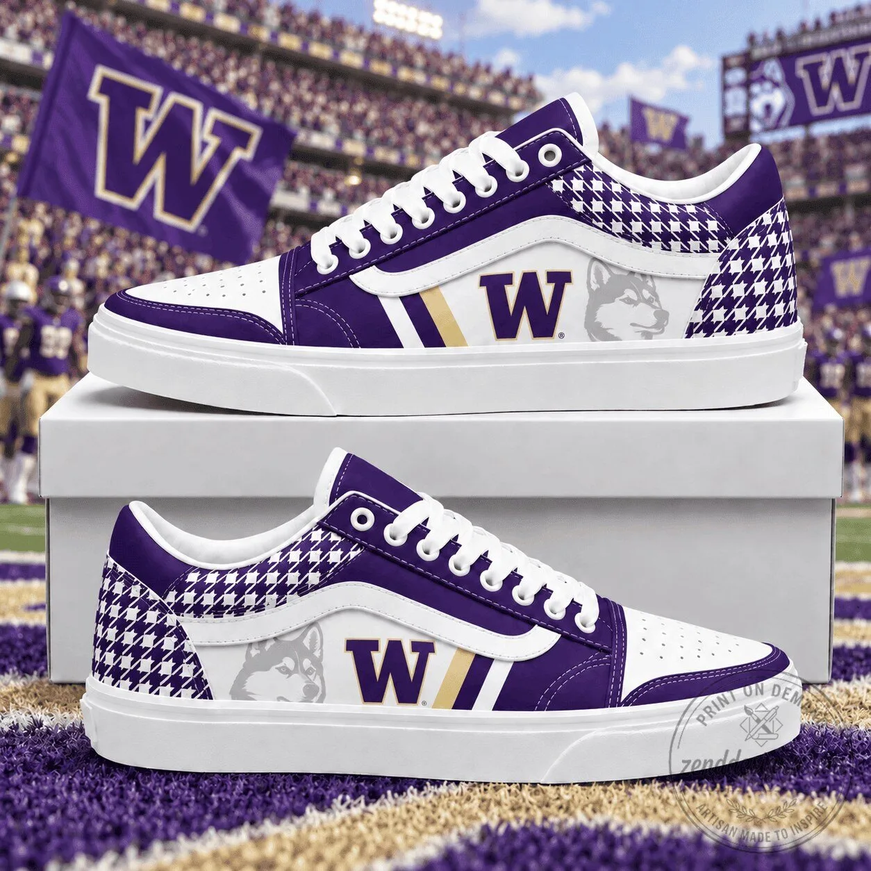 Washington Huskies NCAA Classic Houndstooth Sideline Sneakers