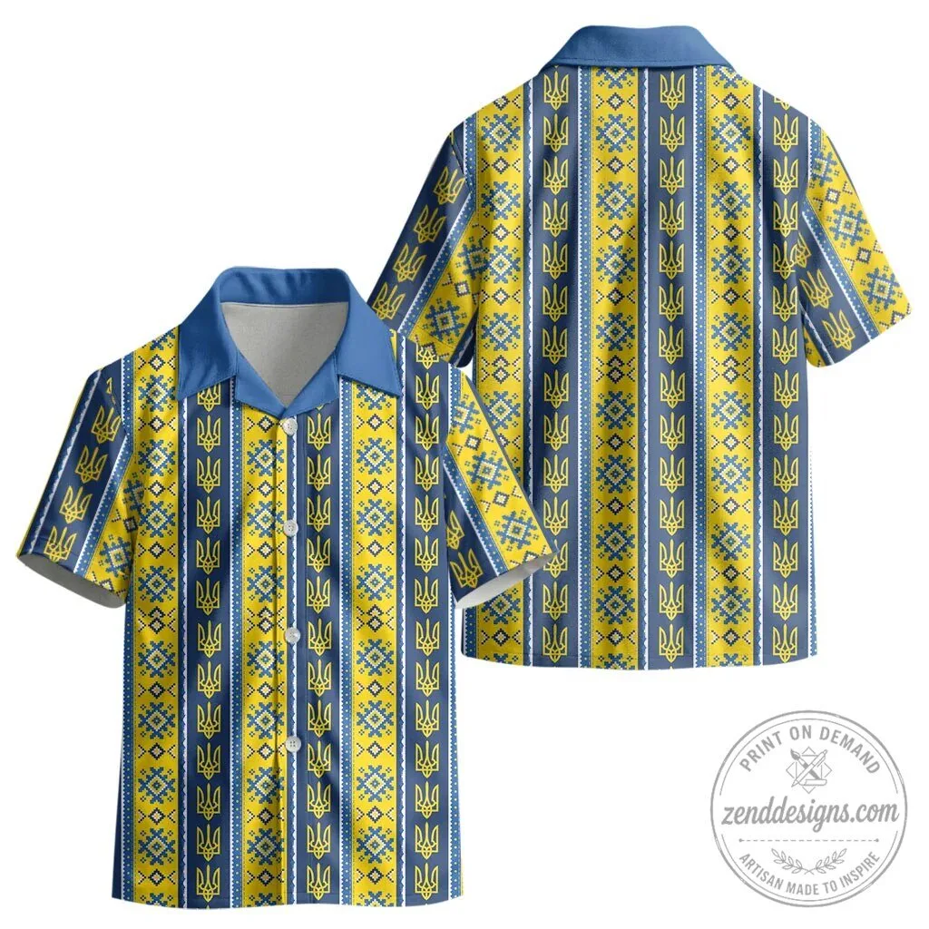 Ukrainian Trident Pattern Kids Hawaiian Shirt 6 Ukrainian Trident Pattern Kids Hawaiian Shirt