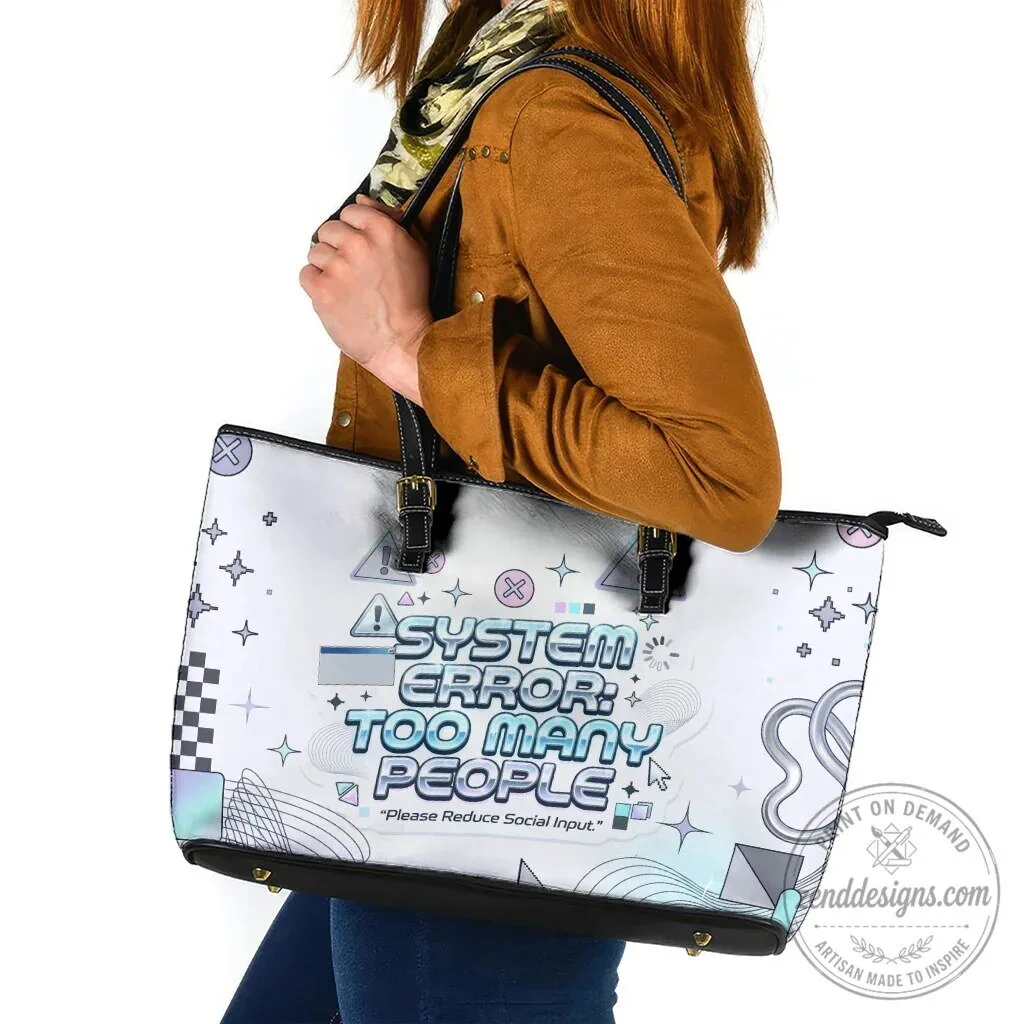 System Error Too Many People Y2K Retro Tech Computer Interface Tote Bag