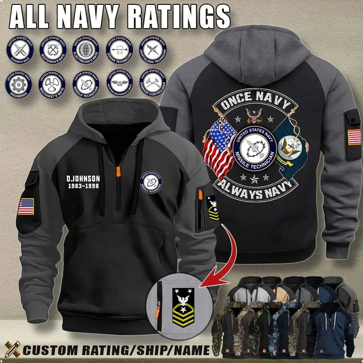United States Navy Aviation Boatswain's Mate Once Always Navy Camouflage Hoodie 11 United States Navy Aviation Boatswain